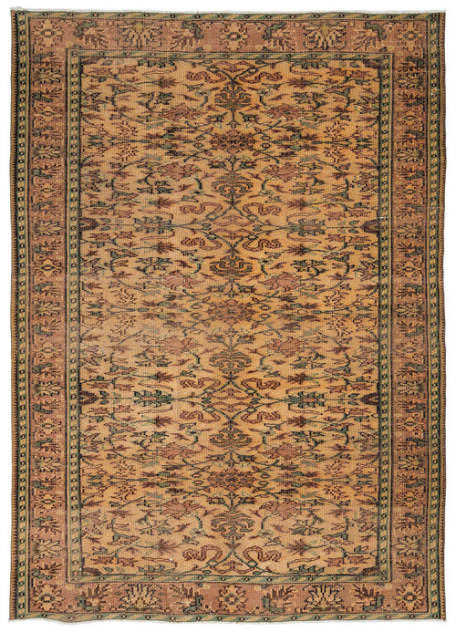 Atina Beige Vintage Wool Handmade Area Rug 6'2" x 8'8"