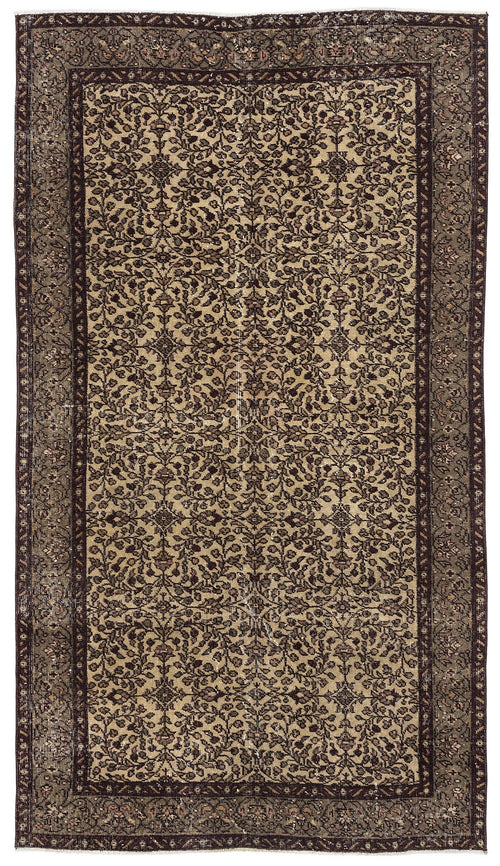 Atina Beige Vintage Wool Handmade Area Rug 4'9" x 8'4"