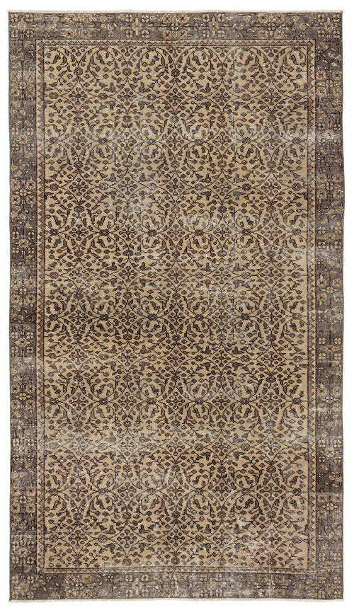 Atina Brown Vintage Wool Handmade Area Rug 4'11" x 9'3"