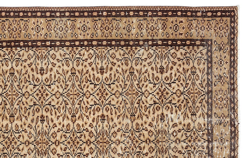 Atina Beige Vintage Wool Handmade Area Rug 5'2" x 8'8"