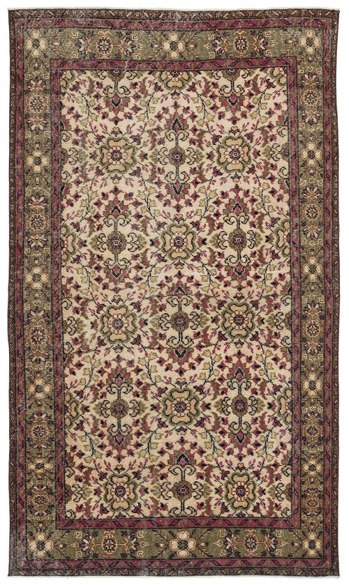Atina Brown Frame Wool Handmade Area Rug 5'0" x 9'2"