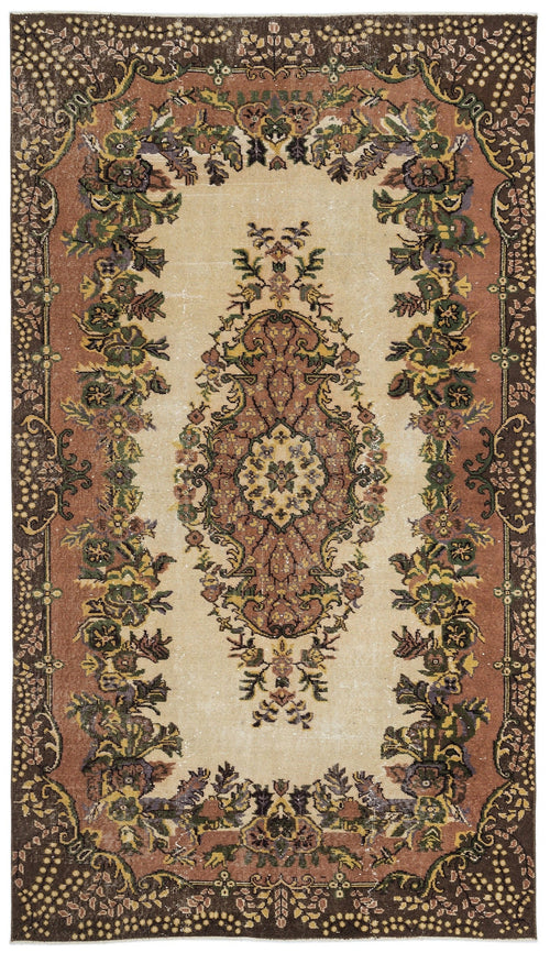Atina 9807 Beige Vintage Wool Handmade Area Rug 5'9" x 10'1"