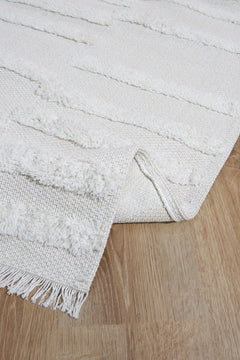 Modern Area Rug – Machine Made Cream Cotton Yarn Carpet for Living Room