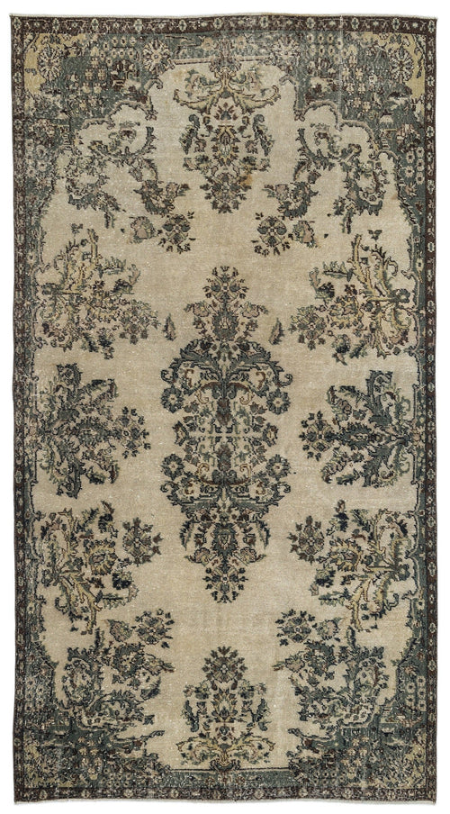 Atina Beige Vintage Wool Handmade Area Rug 5'9" x 9'6"