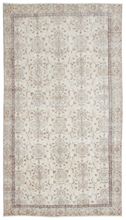 Atina Beige Vintage Wool Handmade Area Rug 5'5" x 8'7"