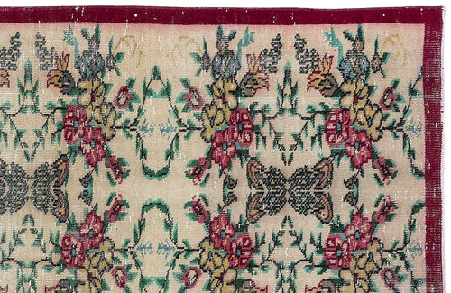 Atina Cream Vintage Wool Handmade Area Rug 3'7" x 7'0"