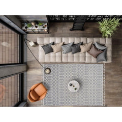 Grey Geometric Area Rug - Microfiber Machine Made, Dust Proof, 9mm Pile Height