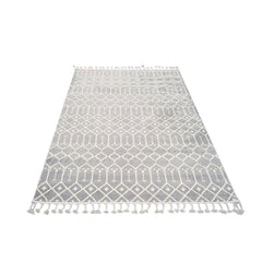 Grey Geometric Area Rug - Microfiber Machine Made, Dust Proof, 9mm Pile Height