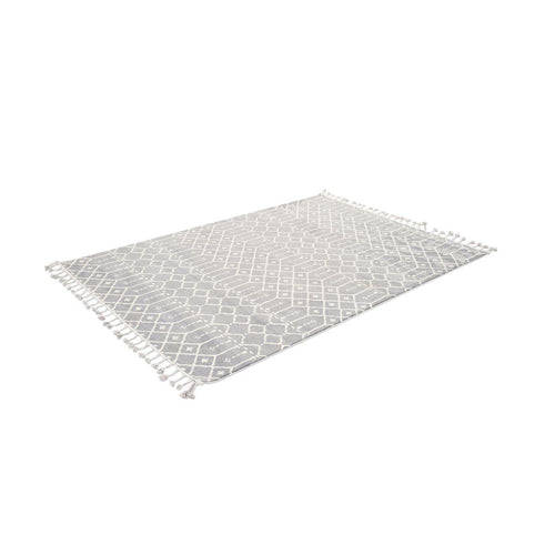 Grey Geometric Area Rug - Microfiber Machine Made, Dust Proof, 9mm Pile Height