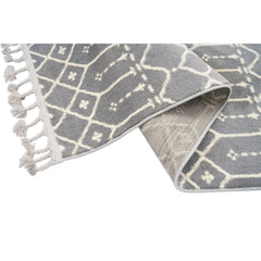 Grey Geometric Area Rug - Microfiber Machine Made, Dust Proof, 9mm Pile Height