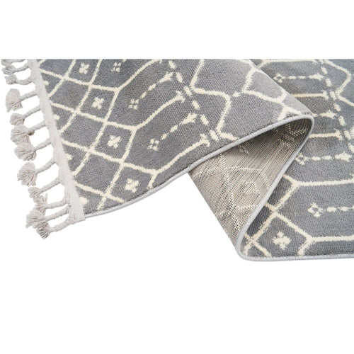 Grey Geometric Area Rug - Microfiber Machine Made, Dust Proof, 9mm Pile Height