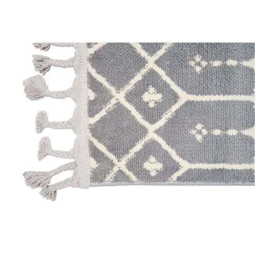 Grey Geometric Area Rug - Microfiber Machine Made, Dust Proof, 9mm Pile Height