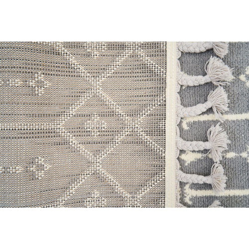 Grey Geometric Area Rug - Microfiber Machine Made, Dust Proof, 9mm Pile Height