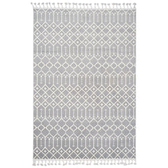 Grey Geometric Area Rug - Microfiber Machine Made, Dust Proof, 9mm Pile Height