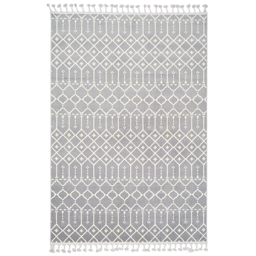 Grey Geometric Area Rug - Microfiber Machine Made, Dust Proof, 9mm Pile Height