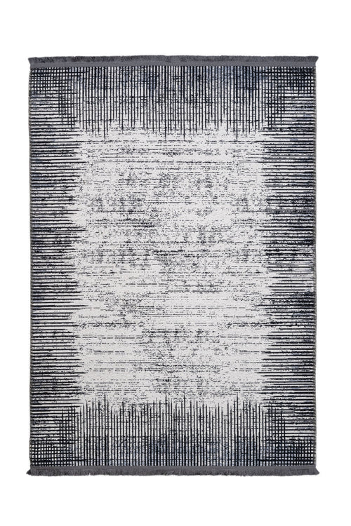 White Striped Area Rug – Soft Cotton Chenille Digital Print Carpet for Living Room