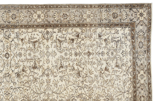 Atina Beige Vintage Wool Handmade Area Rug 5'9" x 9'3"