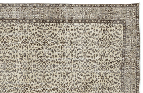 Atina Beige Vintage Wool Handmade Area Rug 5'5" x 9'1"