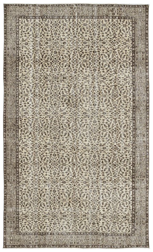 Atina Beige Vintage Wool Handmade Area Rug 5'5" x 9'1"