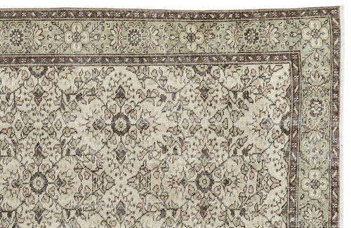 Atina Beige Vintage Wool Handmade Area Rug 6'1" x 9'9"