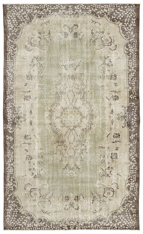 Atina Beige Vintage Wool Handmade Area Rug 6'1" x 10'0"