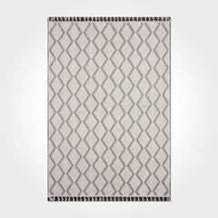 Grey Geometric Area Rug – Machine Made Polyester Rug with Durable Loop Pile