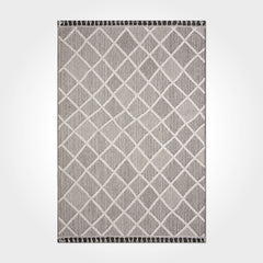 Grey Geometric Area Rug - Machine Made Polyester Rug with Durable Loop Pile
