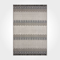 Machine Made Area Rug – Grey Geometric Polyester Carpet With Durable Loop Pile