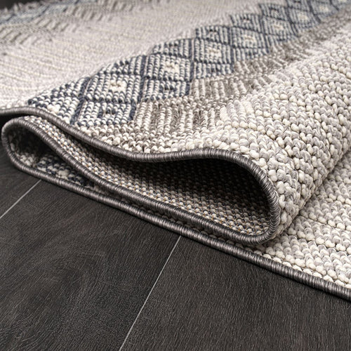 Machine Made Area Rug – Grey Geometric Polyester Carpet With Durable Loop Pile