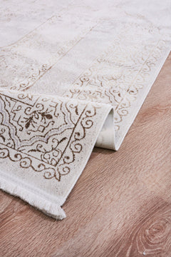 Machine Made Area Rug – Beige Classic Cotton Yarn Carpet for Living Room