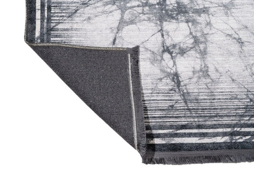 Grey Marble Area Rug - Cotton Chenille Digital Print Carpet With Non Slip Backing