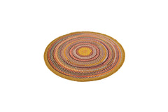 Yellow Striped Area Rug – Cotton Chenille Digital Print Rug by Pia Monte