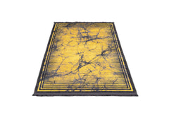 Yellow Striped Area Rug – Durable Cotton Chenille Rug With Digital Print Carpet