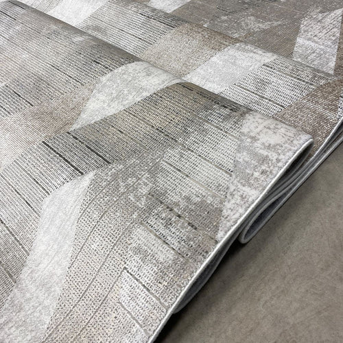 Geometric Viscose Rug – Machine Made Area Rug Cream Beige with 7mm Pile Height