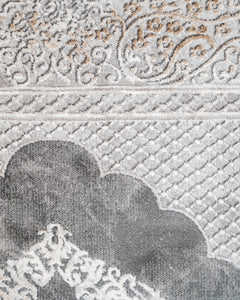 Grey Area Rug – Classic Machine Made Rug with Fringed Edge, Durable Acrylic Carpet