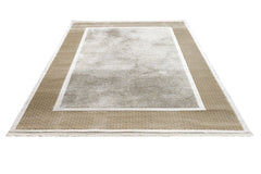 Cream Area Rug – Machine Made Rug With Fringed Edge Carpet For Living Room