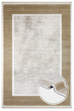 Cream Area Rug – Machine Made Rug With Fringed Edge Carpet For Living Room
