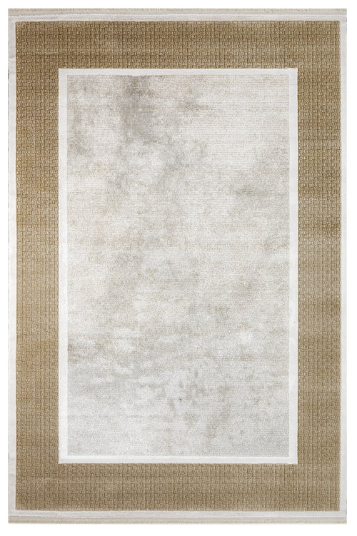 Cream Area Rug – Machine Made Rug With Fringed Edge Carpet For Living Room