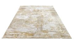 Modern Area Rug – Machine Made Cream Sunflower Design Rug with Fringed Edges