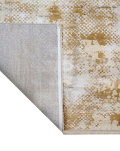 Modern Area Rug – Machine Made Cream Sunflower Design Rug with Fringed Edges