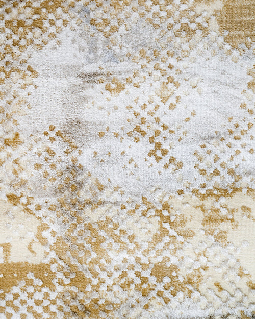 Modern Area Rug – Machine Made Cream Sunflower Design Rug with Fringed Edges