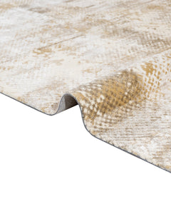 Modern Area Rug – Machine Made Cream Sunflower Design Rug with Fringed Edges