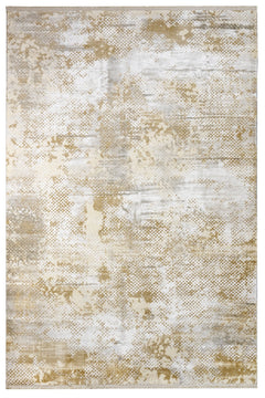 Modern Area Rug – Machine Made Cream Sunflower Design Rug with Fringed Edges