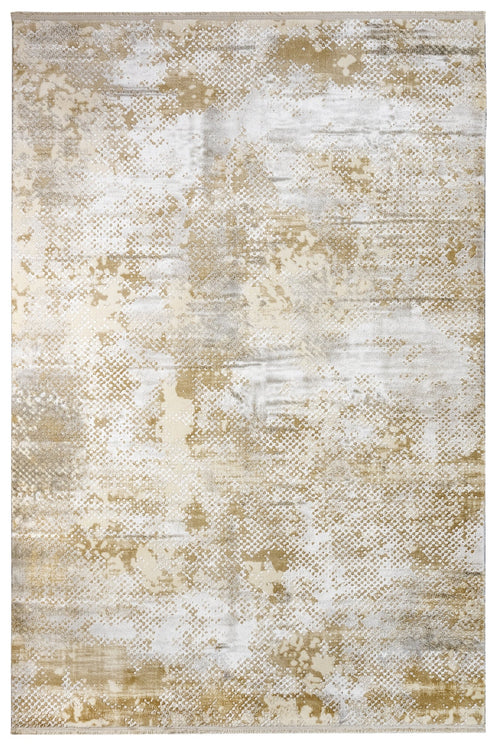 Modern Area Rug – Machine Made Cream Sunflower Design Rug with Fringed Edges