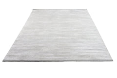 Modern Grey Area Rug – Durable Machine Made Acrylic Carpet with Fringed Edges