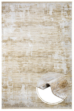 Modern Area Rug – Beige Machine Made Rug with Fringed Edges | Durable Acrylic Carpet