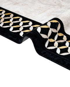 Viscose Area Rug – Black Frame Machine Made Rug with Fringed Edge for Living Room