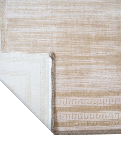 Viscose Area Rug – Machine Made Cream Frame Carpet With Floral Pattern