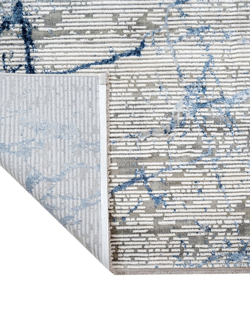 Modern Area Rug - Blue Machine Made Rug with Fringed Edges for Living Room