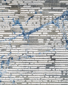 Modern Area Rug - Blue Machine Made Rug with Fringed Edges for Living Room